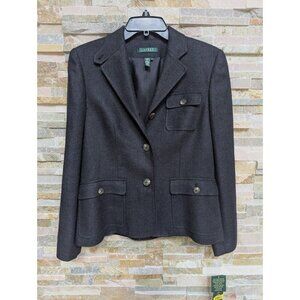 Lauren Ralph Lauren Women's Blazer Silk Linen Black 8 Lined NWT
